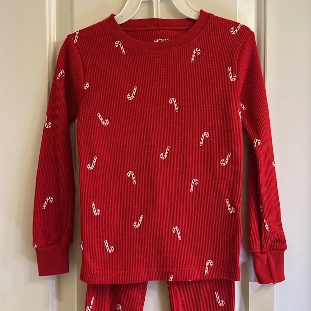 Carter’s Red Candy Cane Thermal PJ Pajama Set NEW Size 4